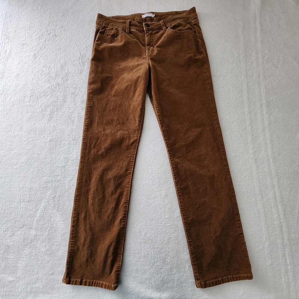 Corduroy Pants Womens 12 Brown W32 L31 Straight Leg Stretch Hipster Earthy Fall